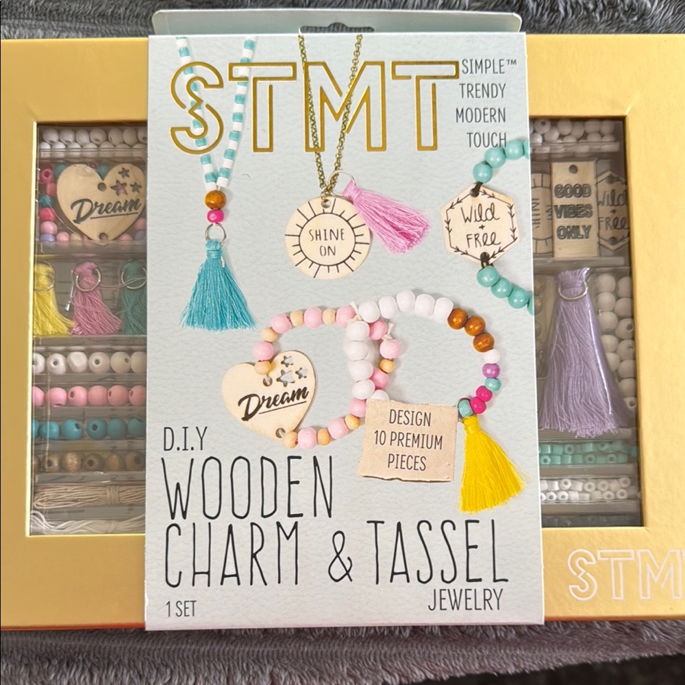 DIY Wooden Charm & Tassel Jewelry Set - Multicolor